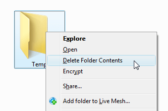 Cum sterg continutul unui folder fara sa il deschid